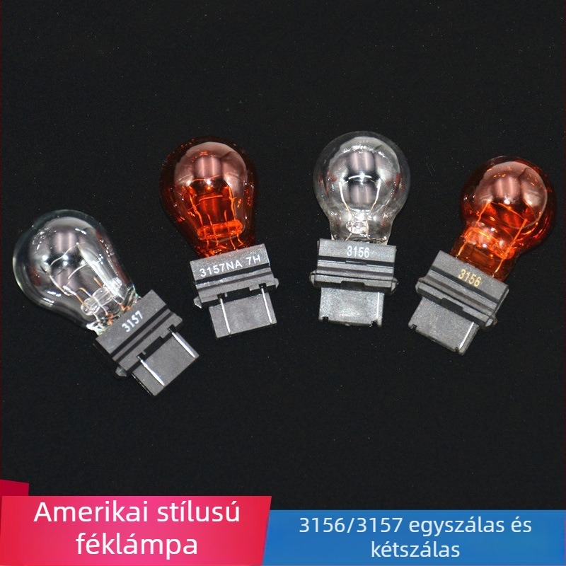 3156/3157 autó féklámpa, üveg, 12V, monofilament dugóval, amerikai autókhoz