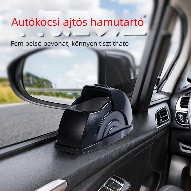 Autóba való hamutartó műanyagból, belső fém belsővel és nyitható fedele, biomimikri dizájn (Anyag: Műanyag; Modell: Középkonzol hamutartó; Tömeg: 100 g; Testreszabás: Igen; Gyártási folyamat: Biomimikria)
