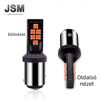 Autó LED féklámpa, 12 SMD 3030, T20 alap, index és hátrameneti világítás