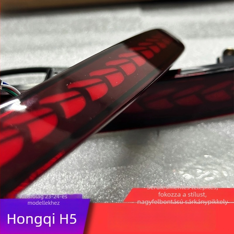Hongqi H5 hátsó lökhárító dinamikus LED fénycsík, index és féklámpa a hátsó lámpákon keresztül (23–25 modell)