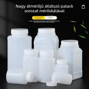 PE műanyag széles nyakú palack belső zárófedővel és külső kupakkal, minta csomagoláshoz