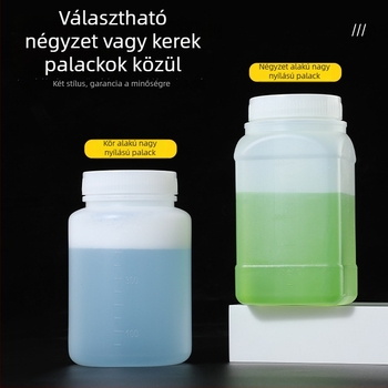 PE műanyag széles nyakú palack belső zárófedővel és külső kupakkal, minta csomagoláshoz
