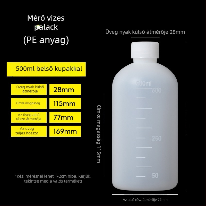 PE műanyag széles nyakú palack belső zárófedővel és külső kupakkal, minta csomagoláshoz