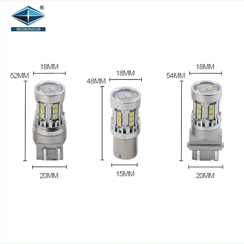 1156 autó LED jelzés és féklámpa, 12-24V, 3030 LED, T20 lencse
