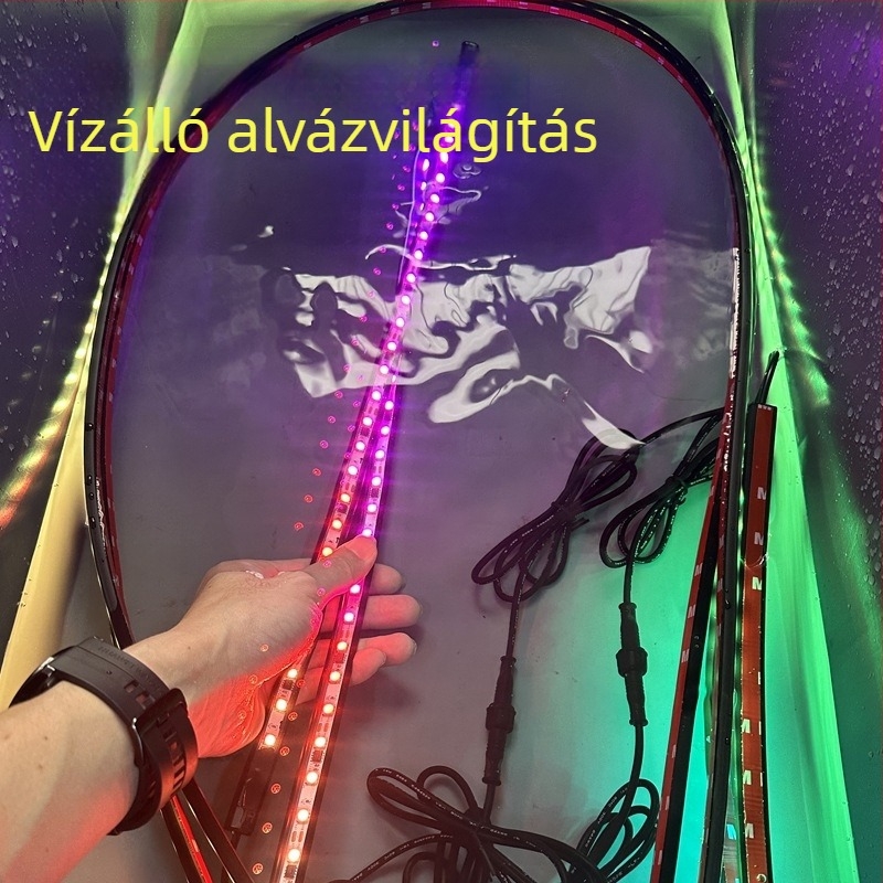 6 darabos Bluetooth RGB LED alvázvilágítás autóhoz, hosszú szalag, 300 LED, hangulatvilágítás
