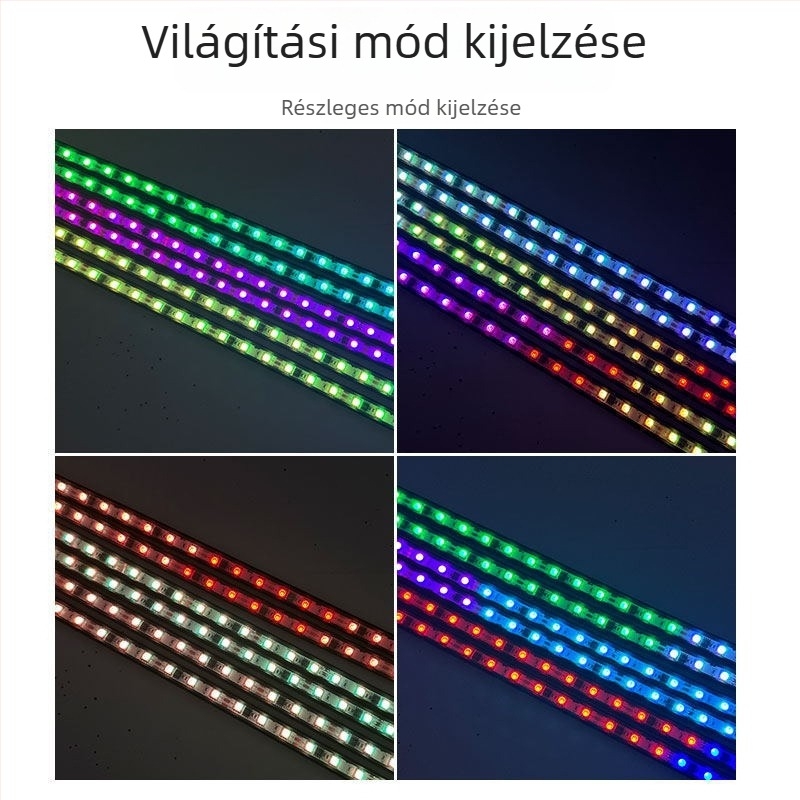 6 darabos Bluetooth RGB LED alvázvilágítás autóhoz, hosszú szalag, 300 LED, hangulatvilágítás