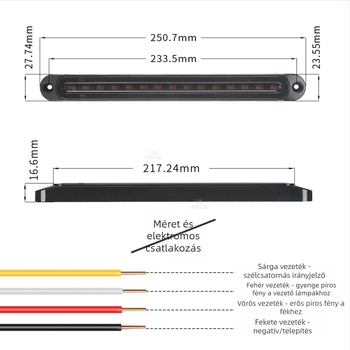 Hosszú sávú LED teherautó hátsó lámpa, 30 LED, két színű, magas helyzetű féklámpa