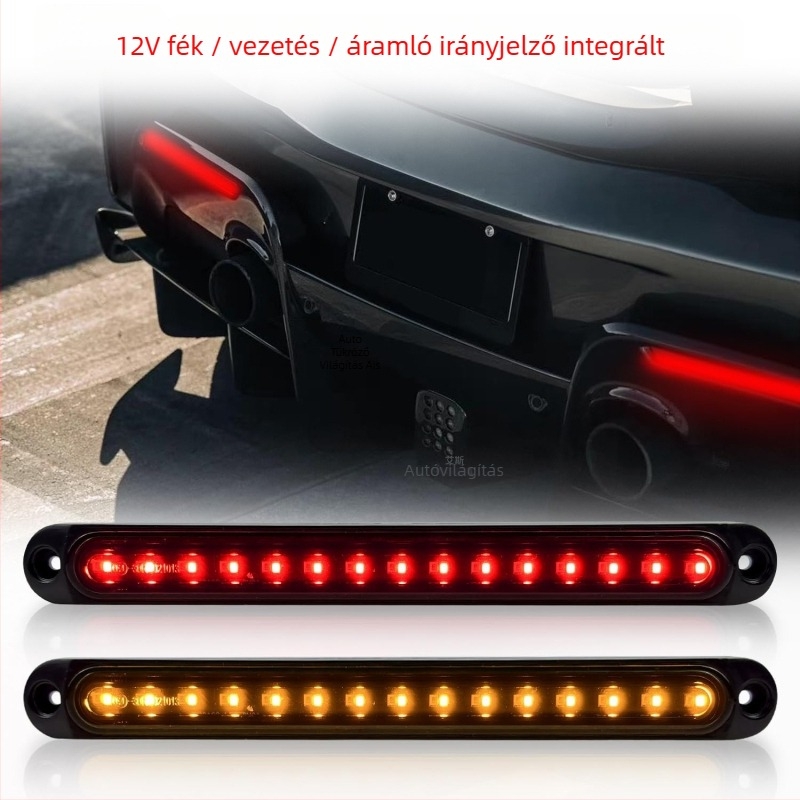 Hosszú sávú LED teherautó hátsó lámpa, 30 LED, két színű, magas helyzetű féklámpa