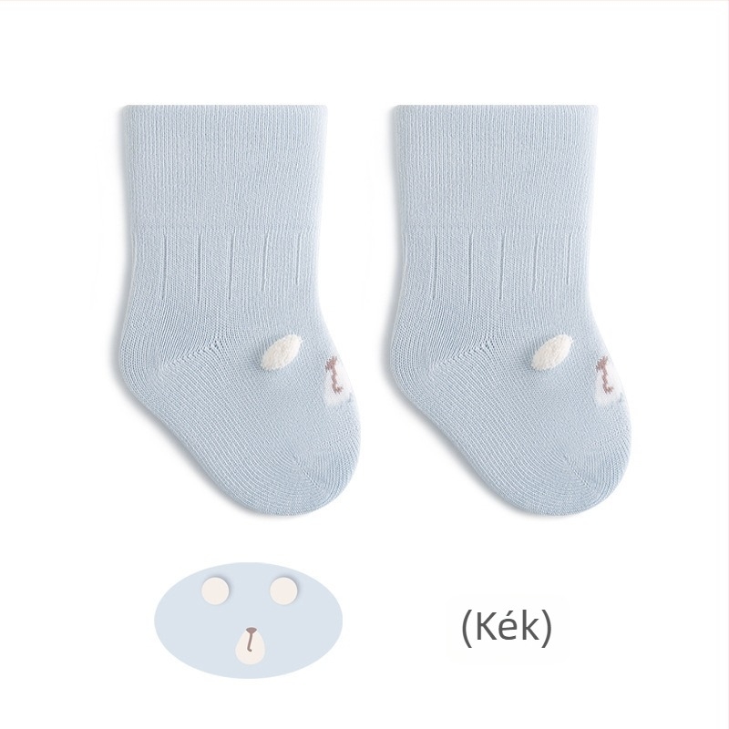 Újszülött baba zokni, finom pamut, középső csőhossz, jacquard kötés, mintás fülű