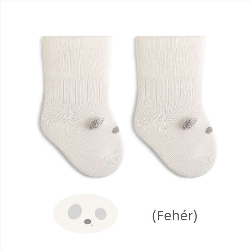 Újszülött baba zokni, finom pamut, középső csőhossz, jacquard kötés, mintás fülű