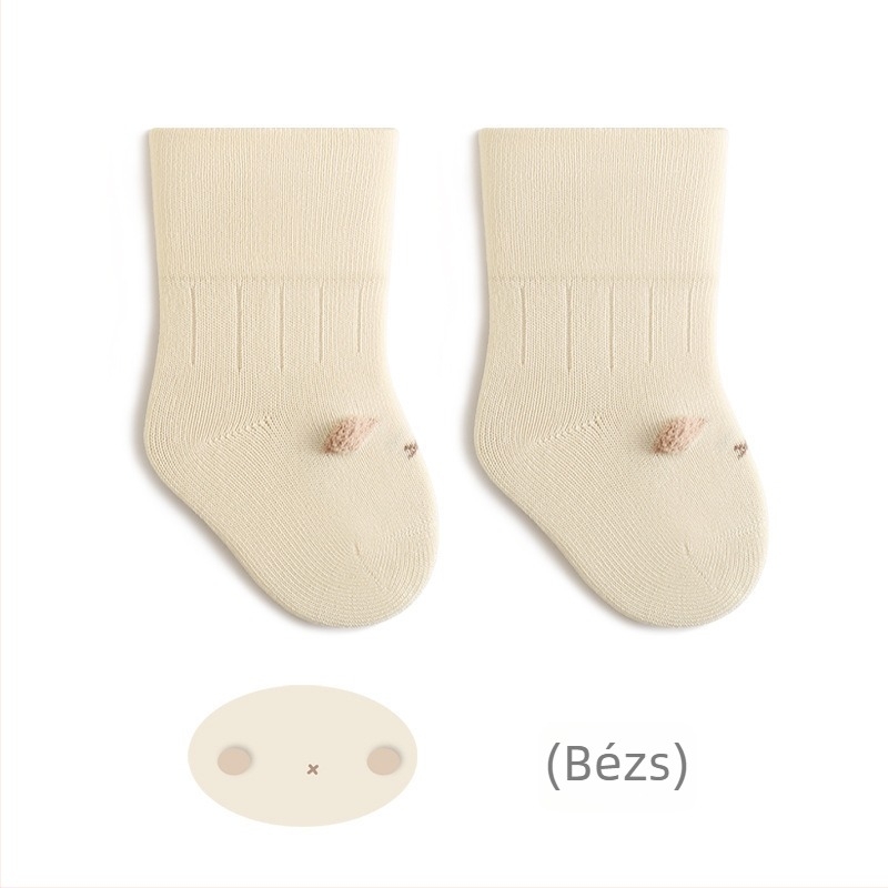 Újszülött baba zokni, finom pamut, középső csőhossz, jacquard kötés, mintás fülű