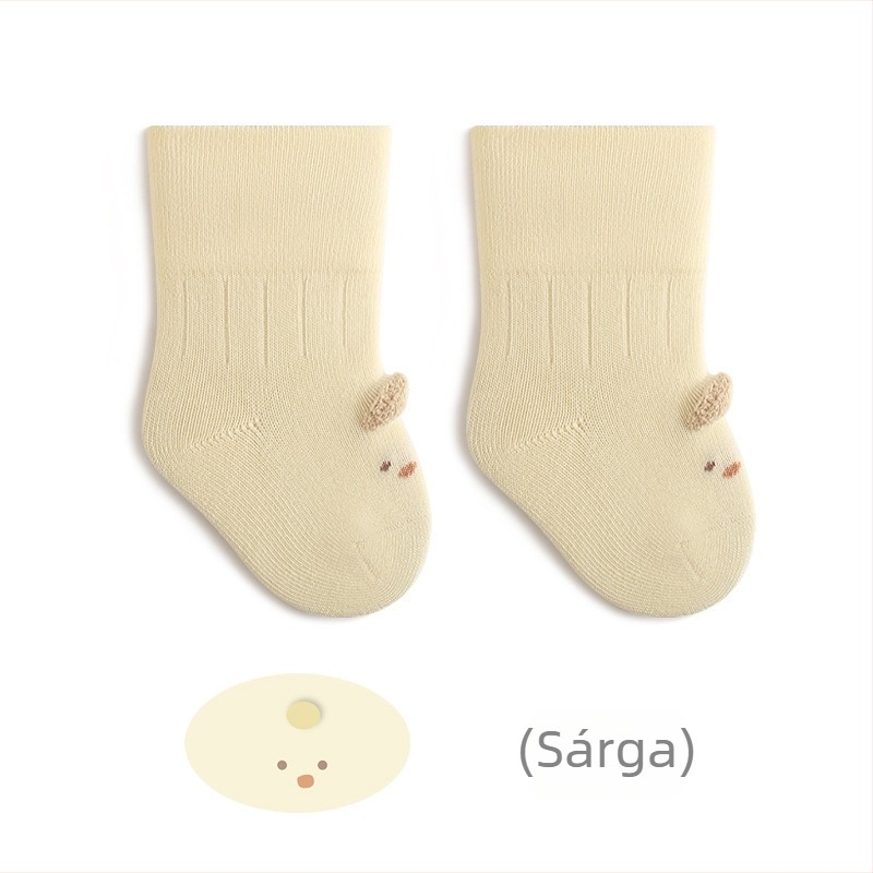 Újszülött baba zokni, finom pamut, középső csőhossz, jacquard kötés, mintás fülű