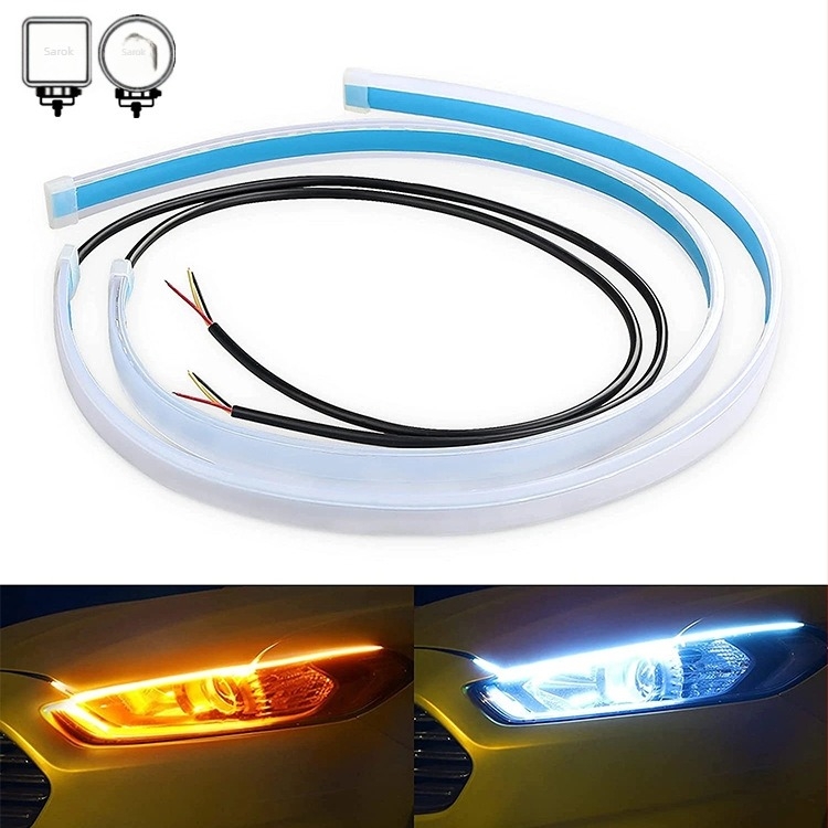 Autó LED nappali fény – ultra vékony szilikon fényvezető csík, 12V, modell WJ, hosszú élettartam