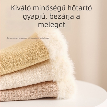 Újszülött zoknik téli vastag fleece-béléssel, csúszásmentes, középmagas hosszúságú, járást tanulóknak
