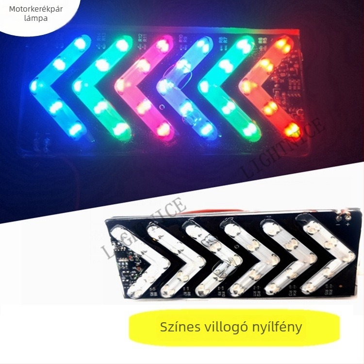 Motorkerékpár LED világítás színes nyilakkal, dinamikus irányjelző LED-ek, vízálló dekoratív fények