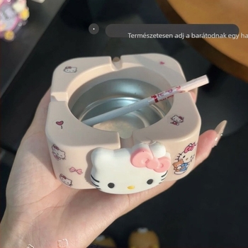 Macskás hamutál, gravírozott, modell 985, selyemvirág anyag