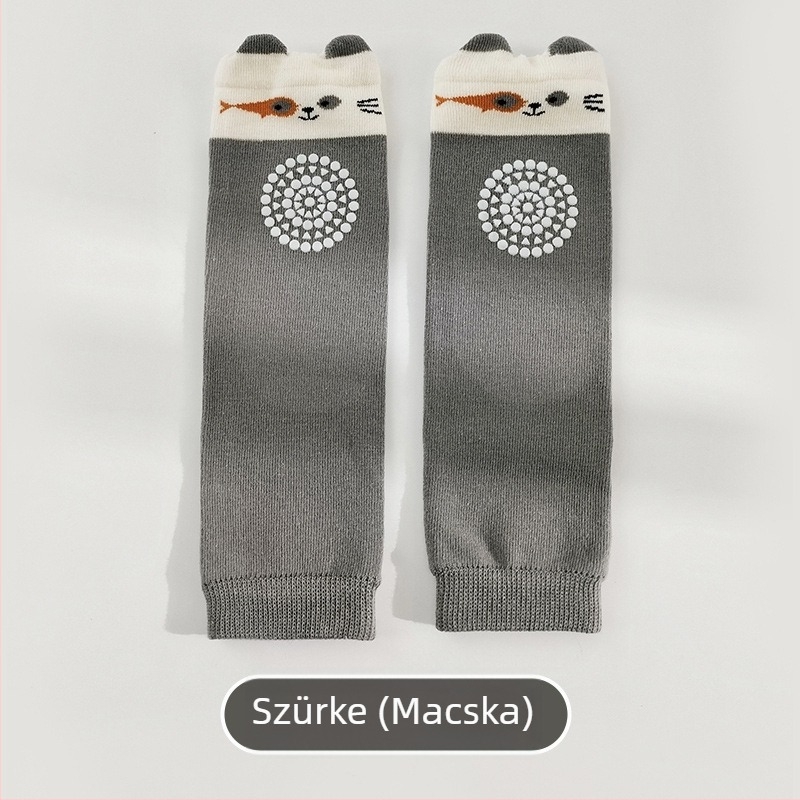 Ijobe gyerek zokni hosszú cső, anti-slip pöttyökkel a járás tanulásához, pamutból, 1–3 éveseknek