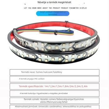 Autó- és teherautó hátsó lámpa fishbone dizájnnal, színes áramló LED fények, szekvenciális fények fékezésre és kanyarodáshoz (YALEYIDI; 15W; 12-24V; Modell: Symphony small fish bones; Univerzális kompatibilitás)
