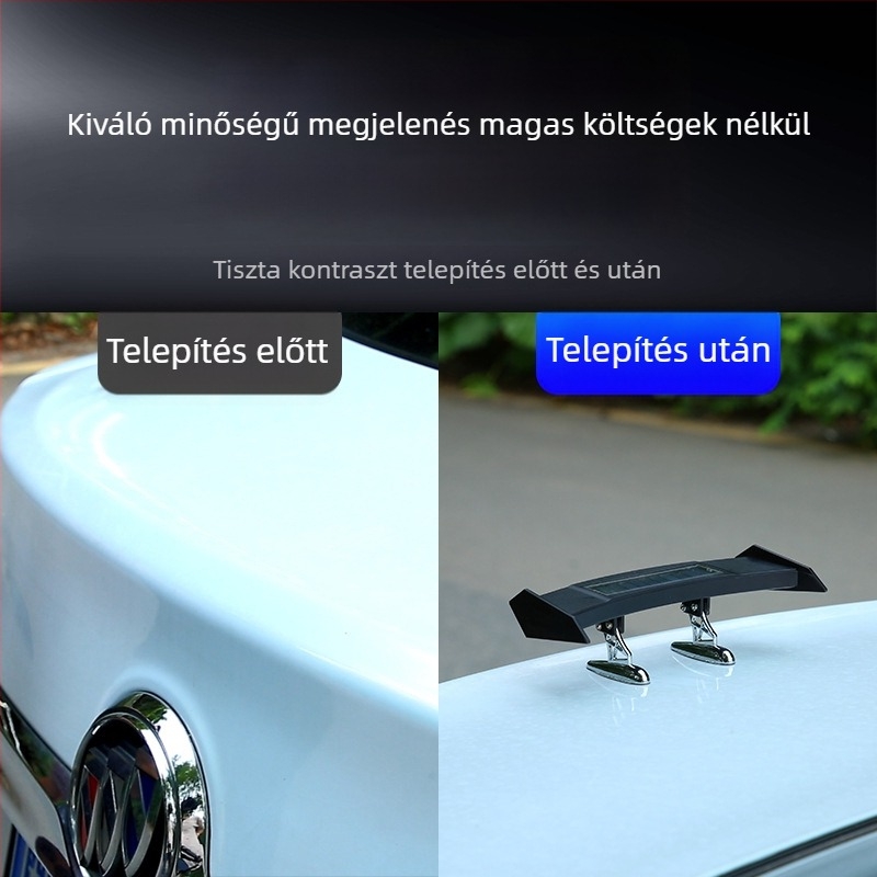 Univerzális mini hátsó spoiler napenergia LED-es világítással és dekoratív matricával
