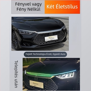 Autó motorháztető díszítő fény dinamikus áramlási effektussal - szilikon, 12V, 10W, modell MKS-54698