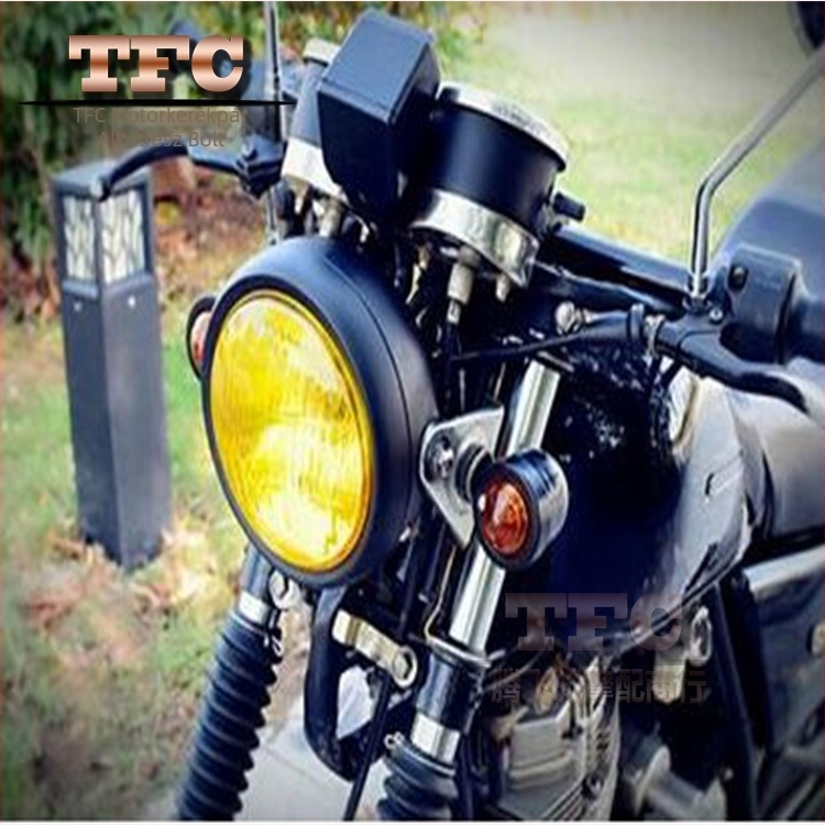 GN125 lámpa motorkerékpárhoz, kerek fém burkolat, 35W, 12V