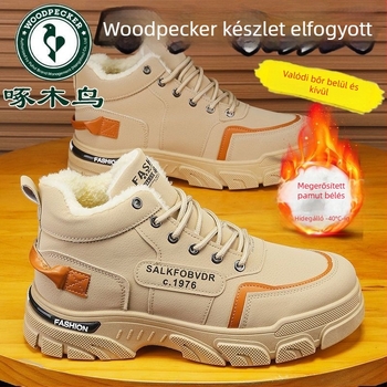 Woodpecker téli magas szárú hócipők – vízálló, csúszásmentes, fleece-betétes, felsőrész mikroszálas bőr