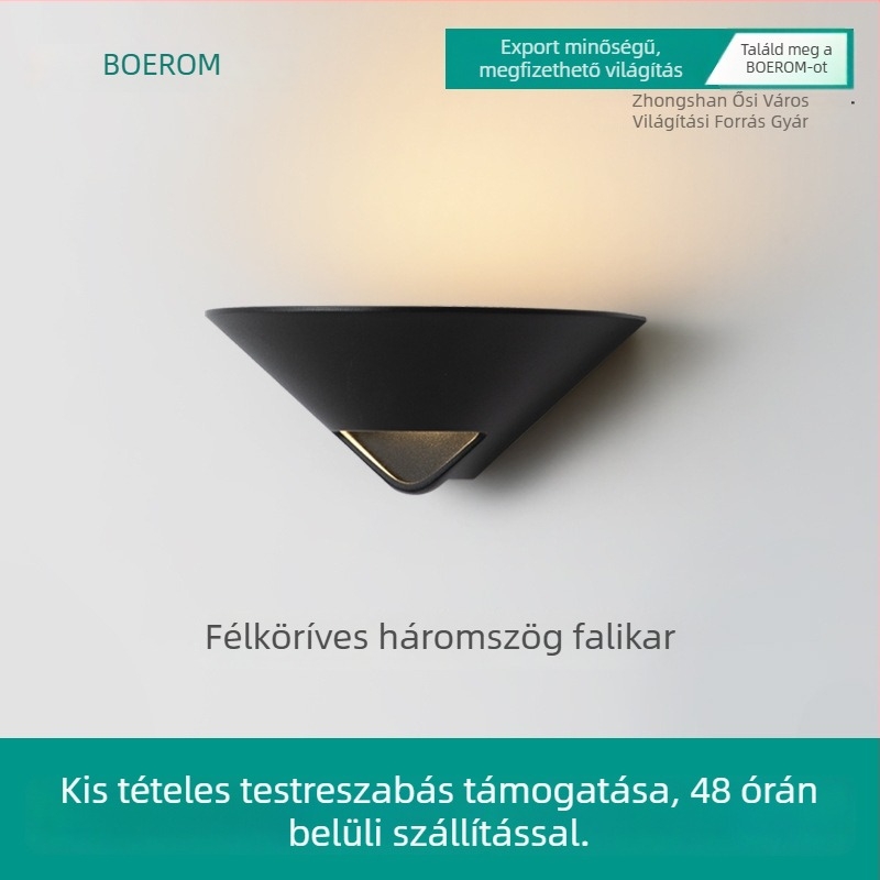 Félkör alakú, háromszög alakú LED falikar felső fényforrással, minimalist stílusú világítás folyosókhoz és lépcsőházhoz