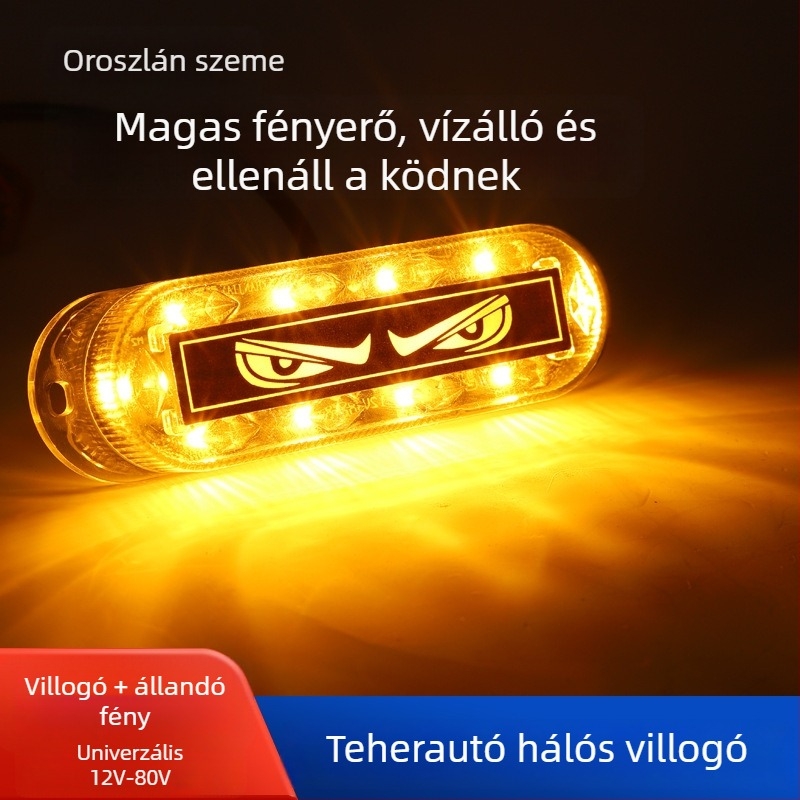 LED villogólámpák autók és teherautók számára, grille és sarok lámpák, 12–24V, ABS ház, 50 000 órás élettartam
