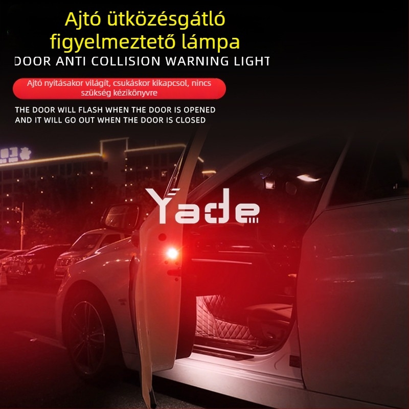 Yade autó ajtó LED figyelmeztető fény, 5 LED, univerzális dekoratív világítás, ajtónyitás biztonsági érzékelő, ütközés elleni villanófény