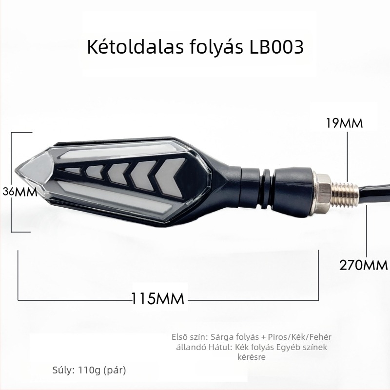 Áramló víz effektusú LED indexlámpa, ultra fényes, vízálló, 12V, univerzális motorkerékpárokhoz és elektromos kerékpárokhoz