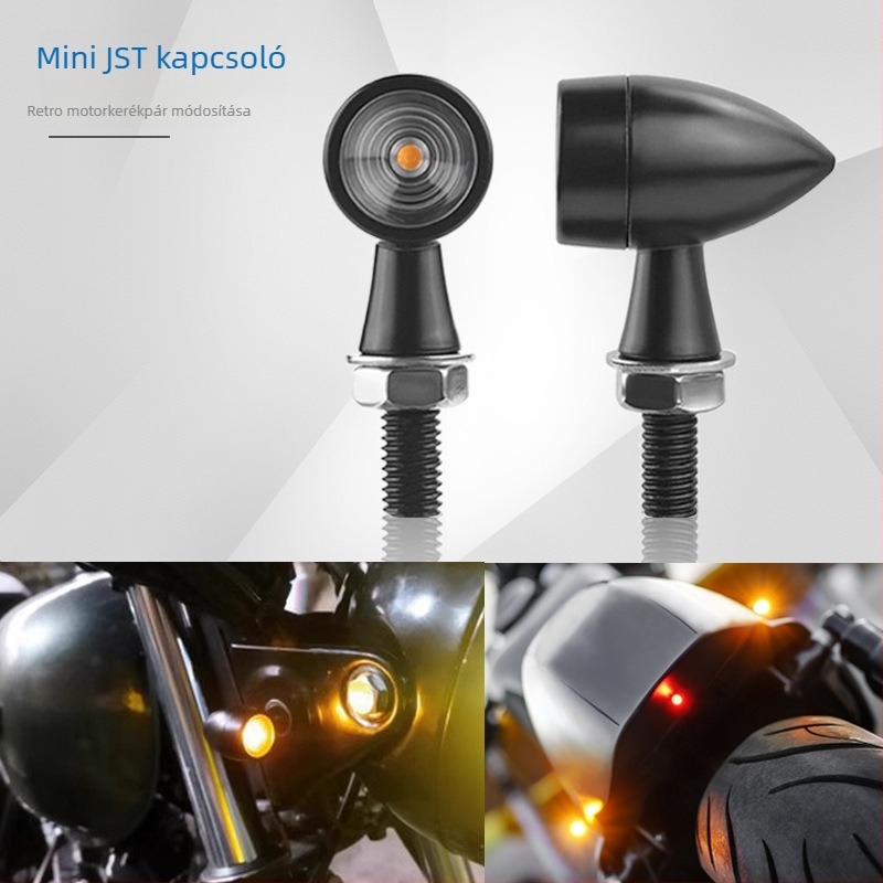 Motorkerékpár LED indexjelző lámpa, fémszerkezettel, 12V, LED fény, modell JH897