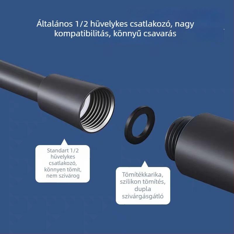 PVC zuhanycső sárgaréz maggal, vastagított kivitel, anti-tekeredés, nyomásálló, menetes csatlakozás