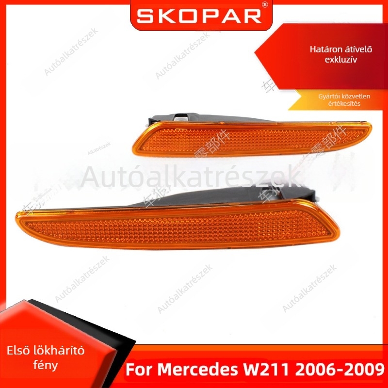 Mercedes‑Benz W211 2006–2009 első lökhárító-reflektor és sarokjelző – ABS, SKOPAR, Modell: 2118201021/2118200921