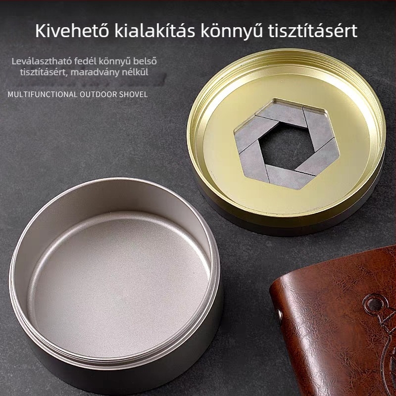 Alumínium ötvözet hamutartó – forgatható, fedéllel nyitható, logó nyomtatás elérhető, testreszabás elérhető, otthonra és autóba