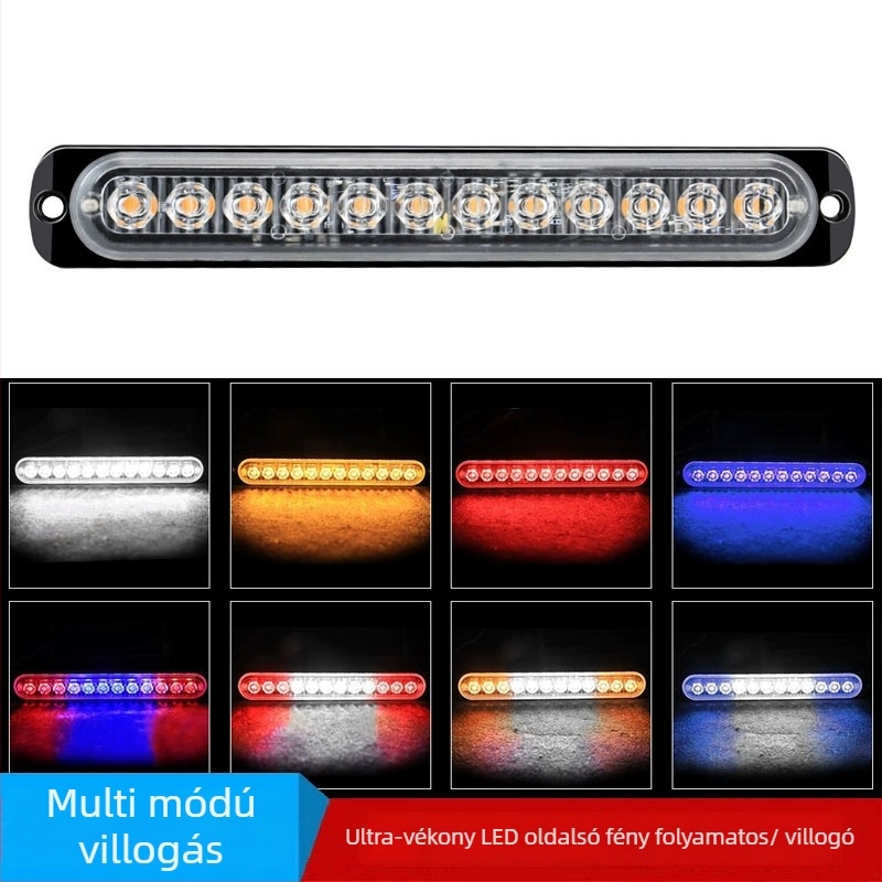Kamion oldalsó LED-szalag, ultra vékony, 12LED, 36W, 12–24V, alumínium ház, élettartam 50 000 óra