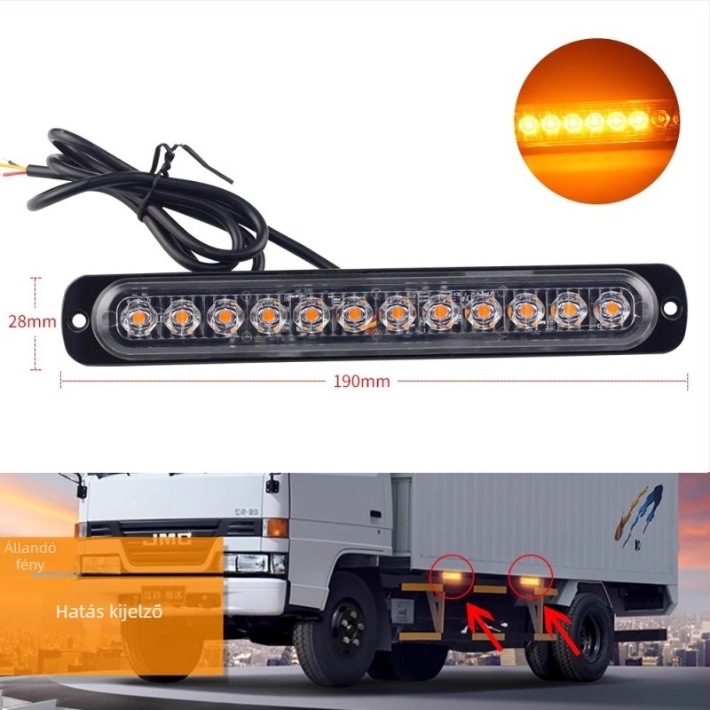 Kamion oldalsó LED-szalag, ultra vékony, 12LED, 36W, 12–24V, alumínium ház, élettartam 50 000 óra