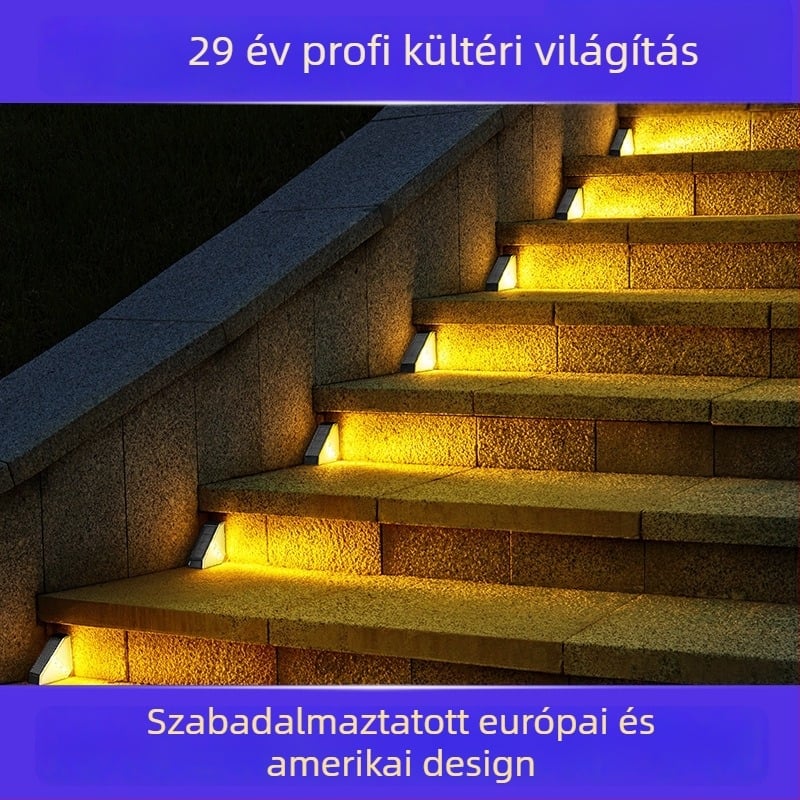 DS-W03 Napelemes kerti lámpa kültéri lépcsőkhöz – LED, IP65, 0.5W, 1.2V, 6–12 órás világítás