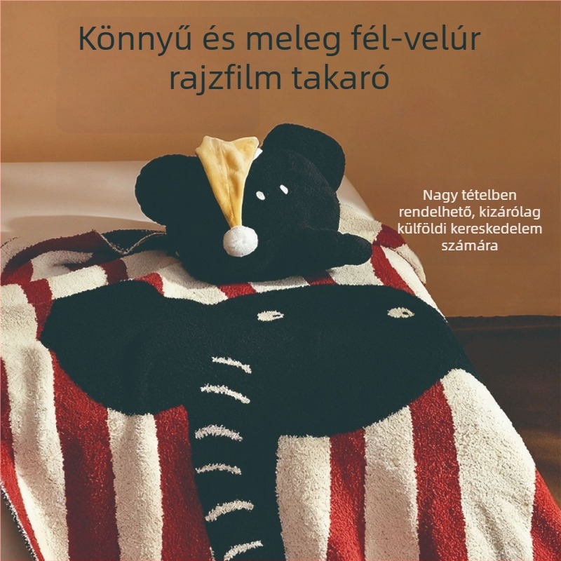 Chenbo félplüss pléd – 100% poliészter, 500 g, tavasz–ősz, animációs minta, testreszabás rendelkezésre áll