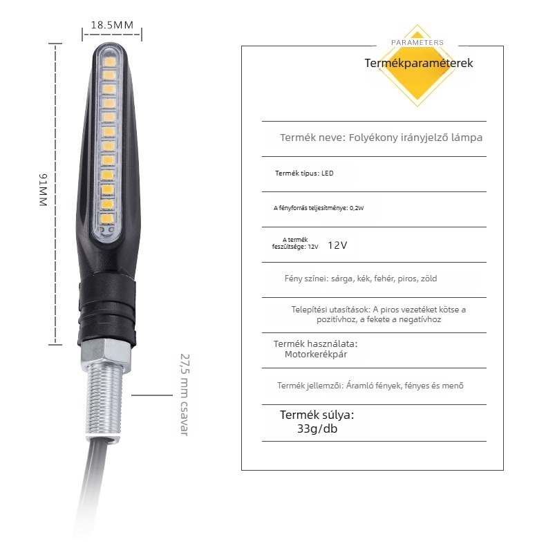 LED motorkerékpár indexlámpa kanyarodó jelző, 12V, ABS/akril, Modell CY2019011501, testreszabható