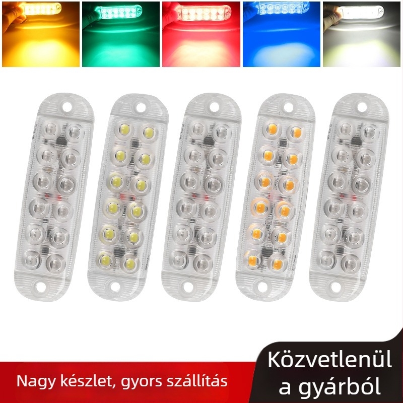 12 LED-es teherautó figyelmeztető fény, 12-80V, oldalsó és sarokfény RV-hez és trailerhez