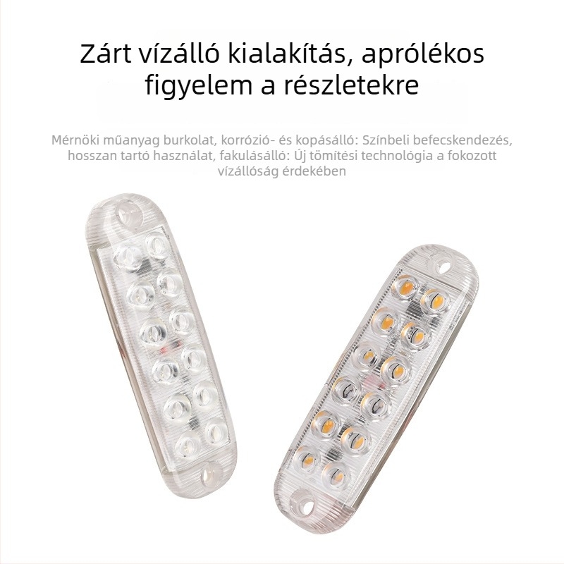 12 LED-es teherautó figyelmeztető fény, 12-80V, oldalsó és sarokfény RV-hez és trailerhez
