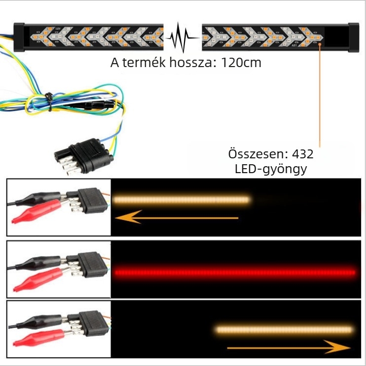 Pickuphoz tartozó LED hátsólámpa – többfunkciós fény a fékre és indexelésre, 12V, 5W, 2835 LED, 6500K, élettartam 5000h