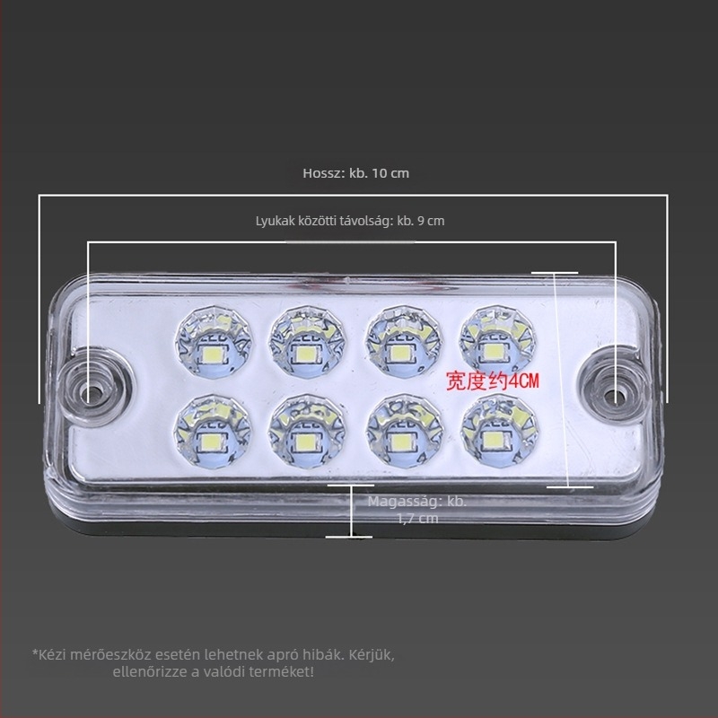 24V8 LED teherautó oldalsó fény – LED, 8 LED, polikarbonát ház, 6000K, teherautókhoz és kisbuszokhoz