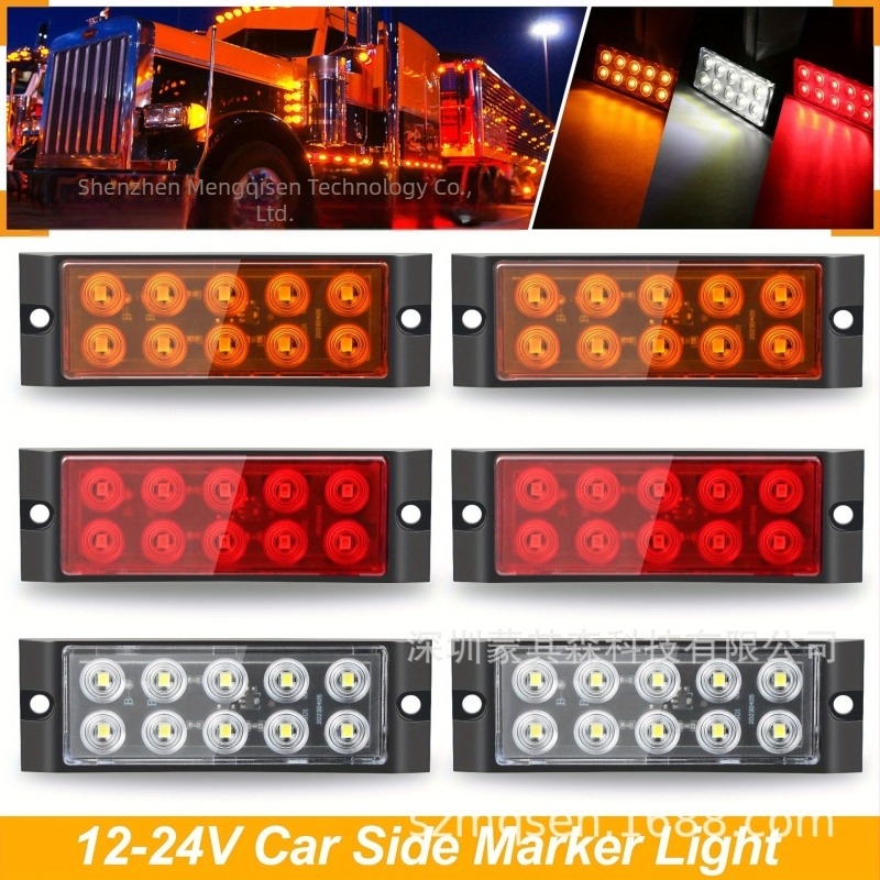 Kamion oldalsó LED fénye lencsével MK-017, 10 LED, 12-24V, 2W, élettartam 50000 óra