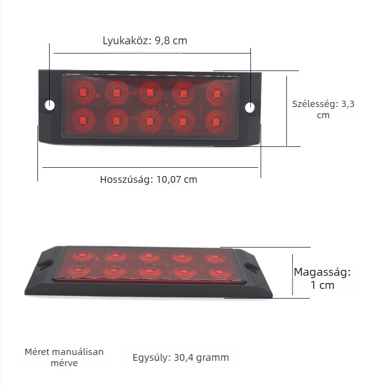 Kamion oldalsó LED fénye lencsével MK-017, 10 LED, 12-24V, 2W, élettartam 50000 óra