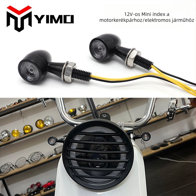 Motorkerékpár LED irányjelző, fém retro kialakítás, 12V, univerzális illeszkedés, élettartam 10 000 óra
