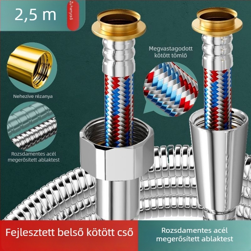 Zuhanycső és fej csatlakozója, 304 rozsdamentes acélból, modell 123, névleges nyomás 1,6 MPa, működési hőmérséklet 0–100°C, rögzítés csavarozással, modern minimalista stílus