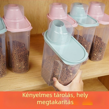 Állateledel-tároló tartály – zárható, nedvességálló, PP anyagból, kapacitás 1.9–2.5 L, Kelly márka, licencelt magánmárka
