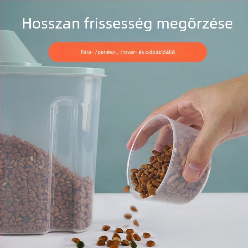Állateledel-tároló tartály – zárható, nedvességálló, PP anyagból, kapacitás 1.9–2.5 L, Kelly márka, licencelt magánmárka