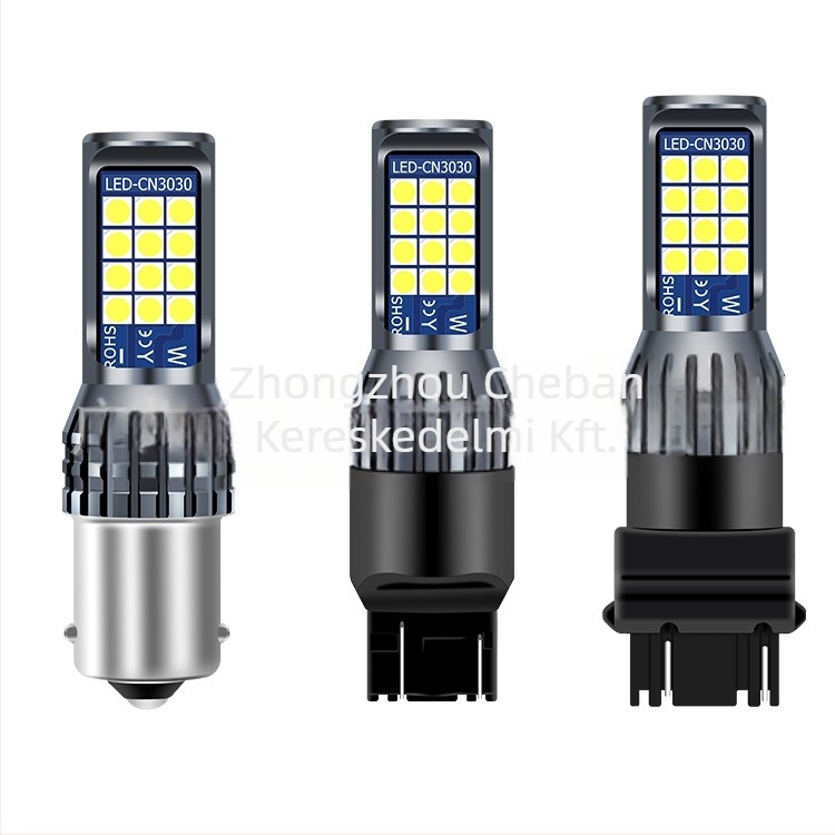 LED autós jelzőfény 1156/7440 BA15S, 6W, 12-24V, 3030 LED, 3000K